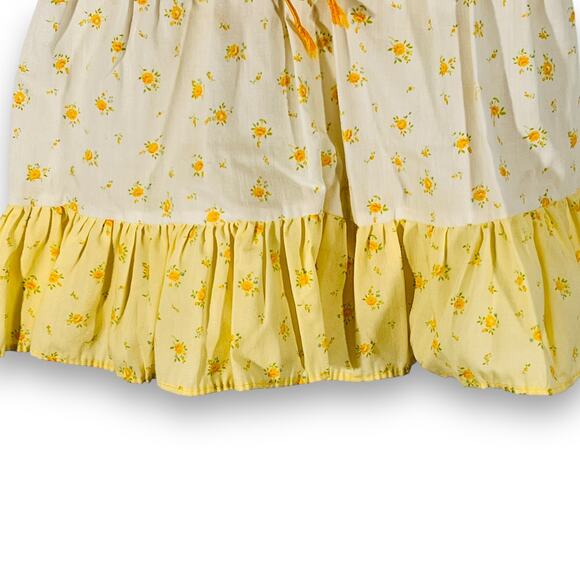 Bloome de Jeune Fille Girls 3T Dress Yellow Floral Prairie Cottagecore Vtg 70s - Picture 5 of 10